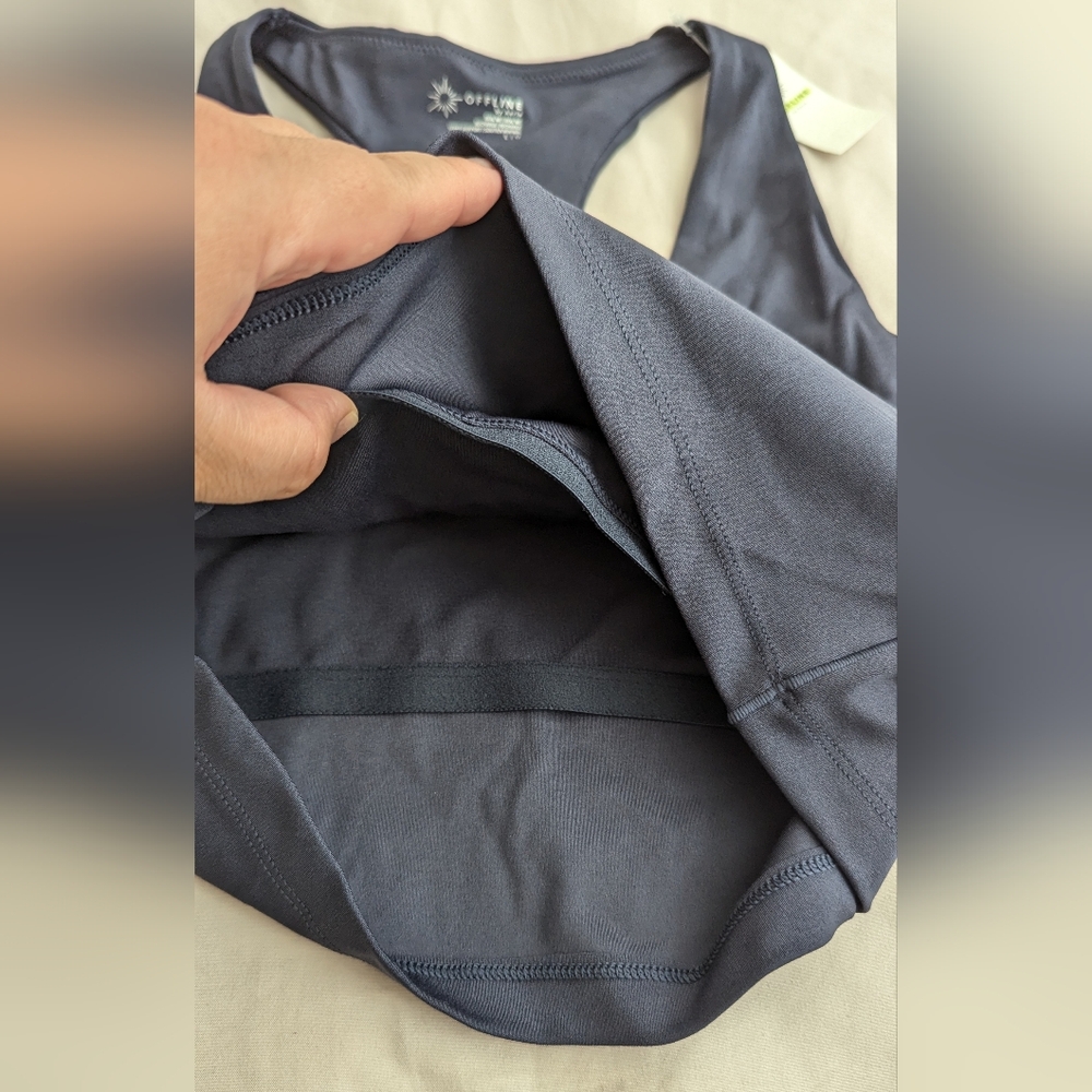 NWT Aerie Offline Real Me Racerback Sports Bra Steel Blue Large - Picture 5 of 6